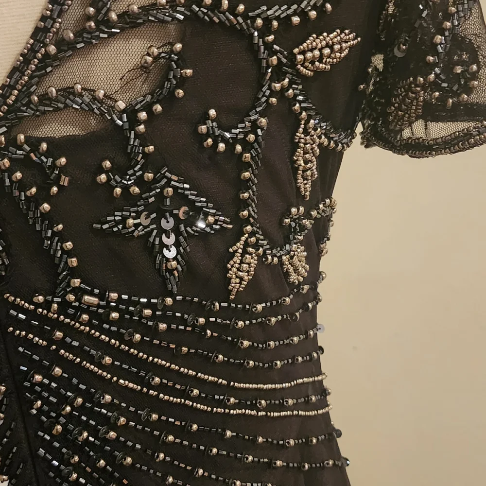 Beaded Mesh column gown by Pisarro Nights size 4 - Picture 3 of 6